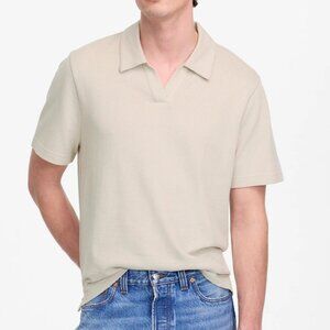 NWT Madewell Men's Sz S Johnny-Collar Polo in Heavyweight Mesh Taupe Gray Cream